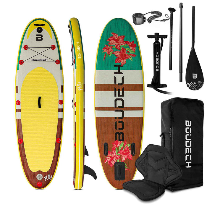 Stand Up Paddle Board Allround Polly Jungle - Tavola da SUP gonfiabile 275X80X15 cm con sediolino, pagaia, cavigliera, gonfiatore, kit riparazione e borsa da trasporto. Idonea per principianti. Peso Max 140kg