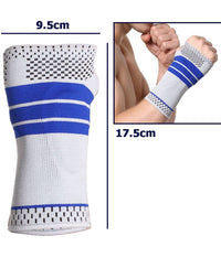 Polsiera Fascia Elastica Supporto Per Polso Destro Anallergico Protezione Blu         