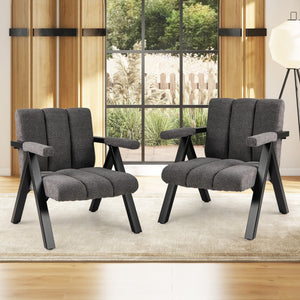 Poltrona imbottita moderna di met¨¤ secolo per soggiorno camera da letto-Poltrona comoda per lettura con struttura Grigio