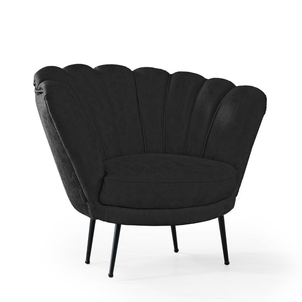 Poltrona a conchiglia in nabuk grigio Orel