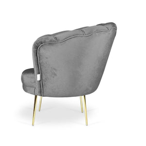 Poltrona a conchiglia in velluto grigio riviera20 Orel
