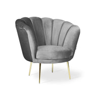 Poltrona a conchiglia in velluto grigio riviera20 Orel