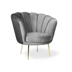 Poltrona a conchiglia in velluto grigio riviera20 Orel