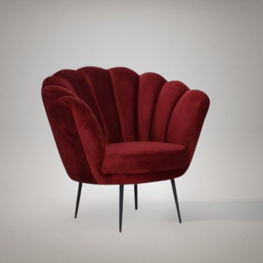 Poltrona a conchiglia Orel in velluto colore rosso