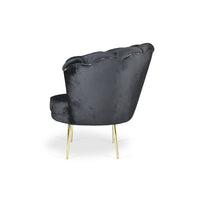 Poltrona a conchiglia Orel velluto nero e piedi oro