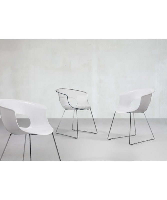 Poltrona a slitta Miss B set da 2 antishock policarbonato Made in Italy SCAB DESIGN - Bianco 310