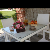 Poltrona adila polyrattan bianco ghiaccio quadro cm60x61h44/46/65/88