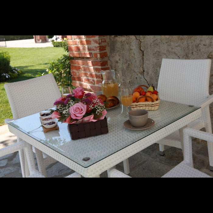 Poltrona adila polyrattan bianco ghiaccio quadro cm60x61h44/46/65/88