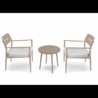 Poltrona alluminio Ibiza 2pz con tavolino tondo beige