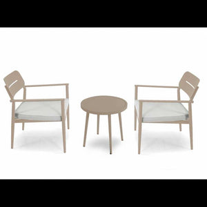 Poltrona alluminio Ibiza 2pz con tavolino tondo beige