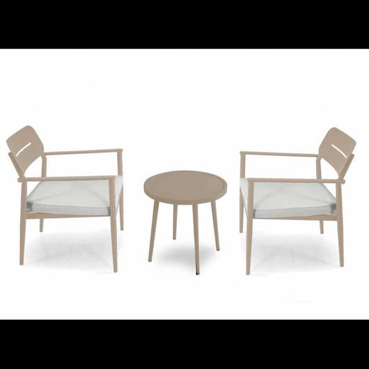 Poltrona alluminio Ibiza 2pz con tavolino tondo beige