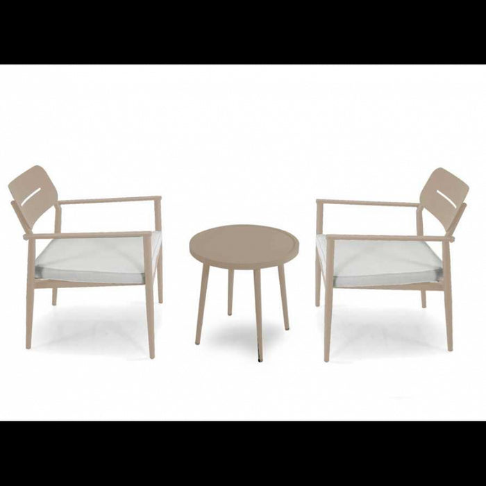 Poltrona alluminio Ibiza 2pz con tavolino tondo beige