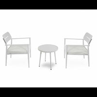 Poltrona alluminio Ibiza 2pz con tavolino tondo bianco