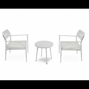 Poltrona alluminio Ibiza 2pz con tavolino tondo bianco