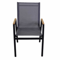 Poltrona alluminio Idaho Plus nero con textilene nero cm 53x65h43/62/87