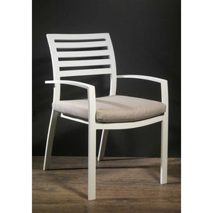 Poltrona alluminio new Boston bianco con cuscini grigio cm 58x57h88