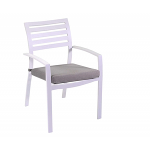 Poltrona alluminio new Boston bianco con cuscini grigio cm 58x57h88