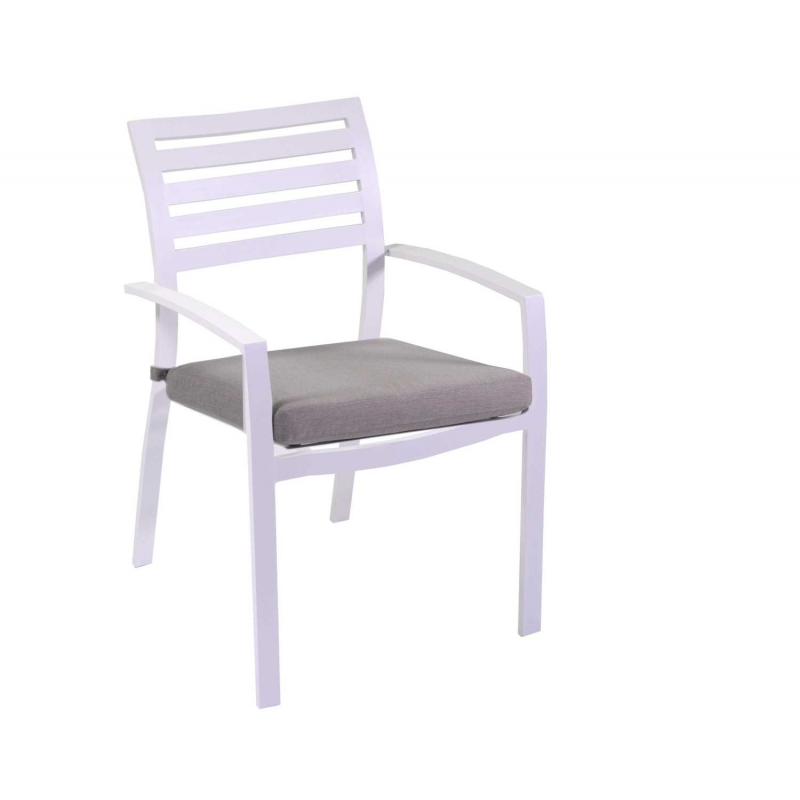 Poltrona alluminio new Boston bianco con cuscini grigio cm 58x57h88