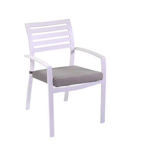 Poltrona alluminio new Boston bianco con cuscini grigio cm 58x57h88