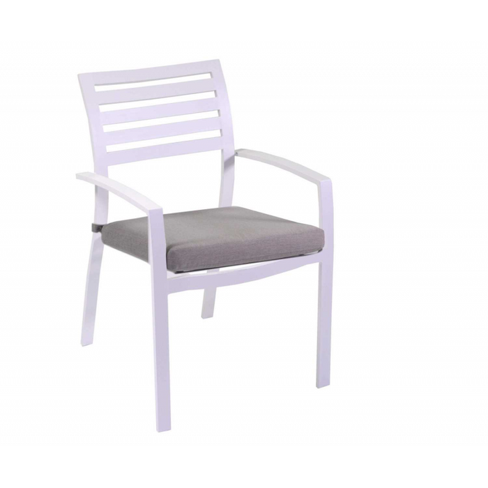 Poltrona alluminio new Boston bianco con cuscini grigio cm 58x57h88