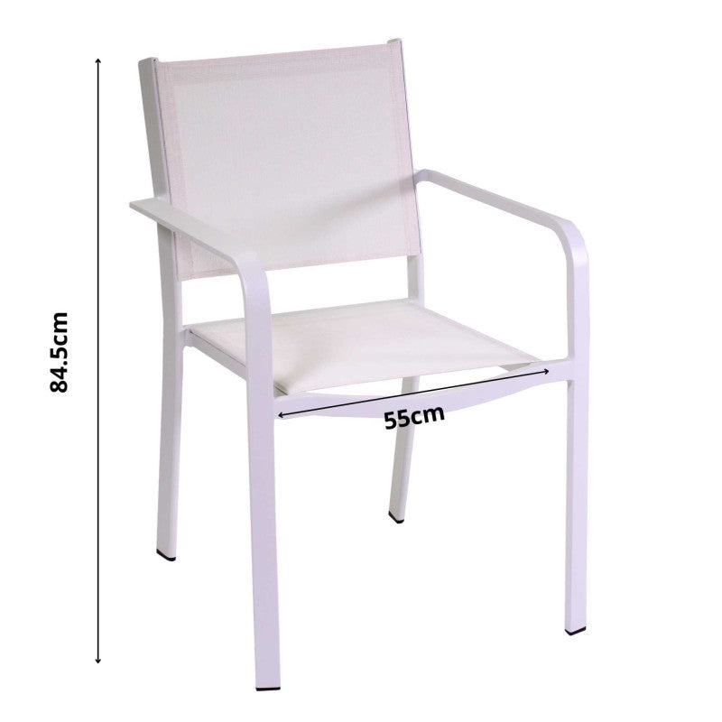 Poltrona alluminio texilene El Paso bianco cm 55x61h84,5