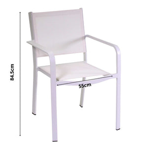 Poltrona alluminio texilene El Paso bianco cm 55x61h84,5