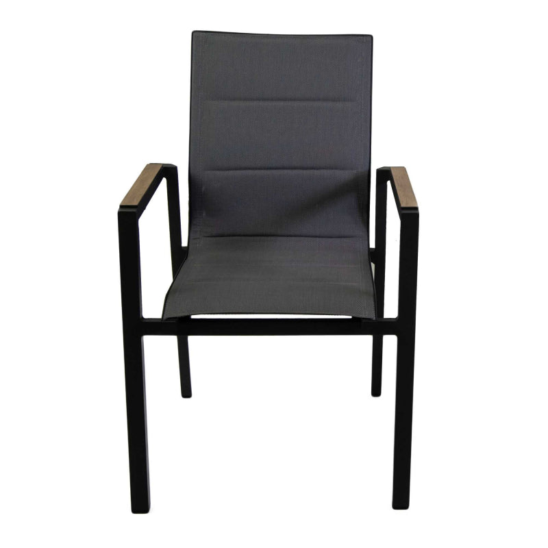 Poltrona alluminio textilene Riverside antracite (bracciolo in hpl) cm56x66h90