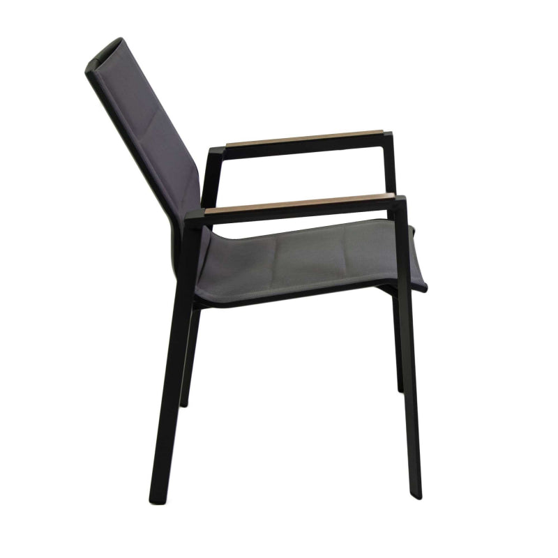Poltrona alluminio textilene Riverside antracite (bracciolo in hpl) cm56x66h90