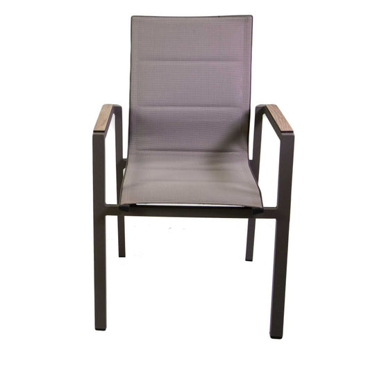 Poltrona alluminio textilene Riverside tortora (bracciolo in hpl) cm56x66h90