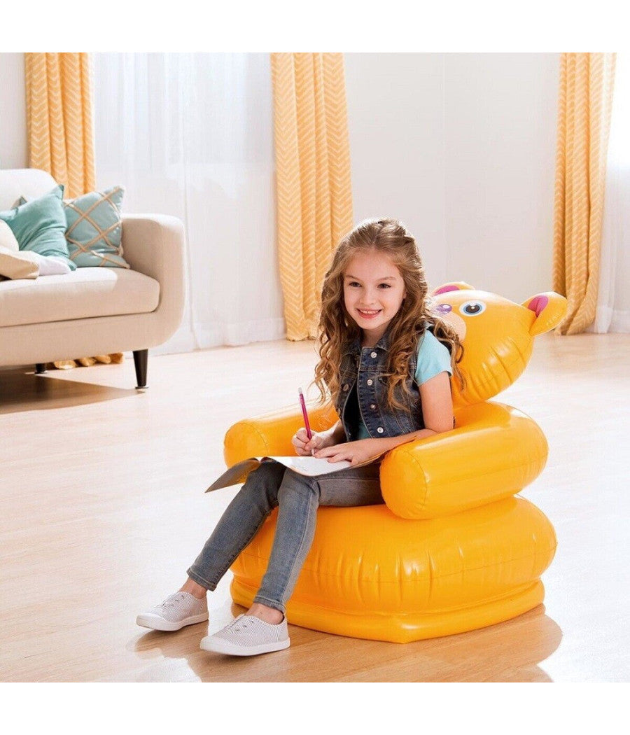 Poltrona Animali Felici Gonfiabile 65x64x74cm Per Bambini Modelli Assortiti 68556         