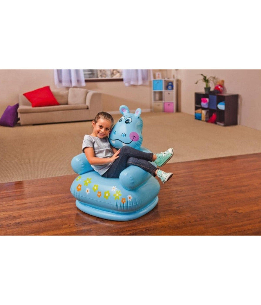 Poltrona Animali Felici Gonfiabile 65x64x74cm Per Bambini Modelli Assortiti 68556         