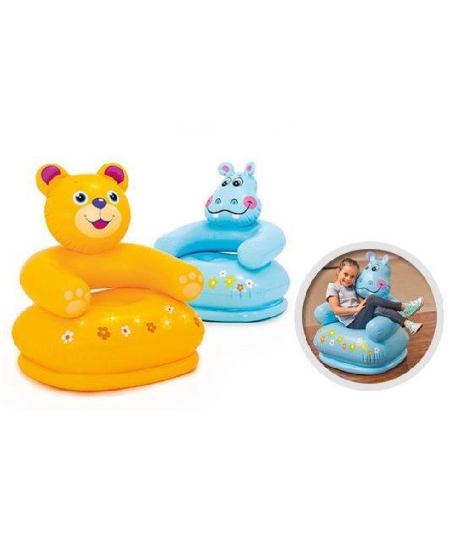 Poltrona Animali Felici Gonfiabile 65x64x74cm Per Bambini Modelli Assortiti 68556         