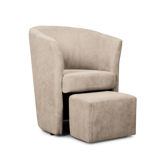 Poltrona con pouf estraibile Djerba tessuto colore Crema