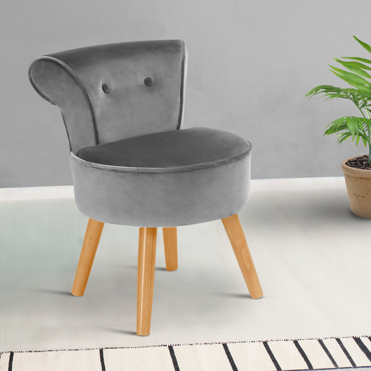 IDMarket - Poltrona CRAPAUD in velluto grigio