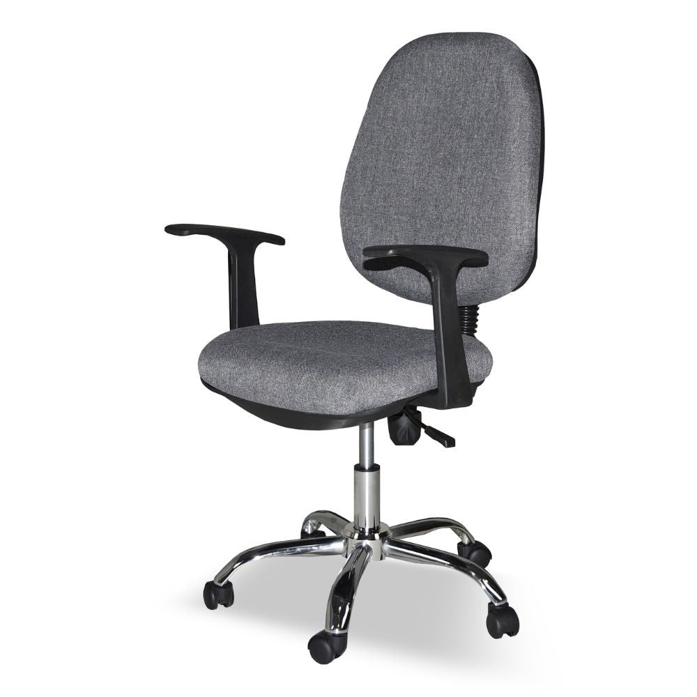 Poltrona da ufficio CR415 tessuto grigio base cromata con ruote