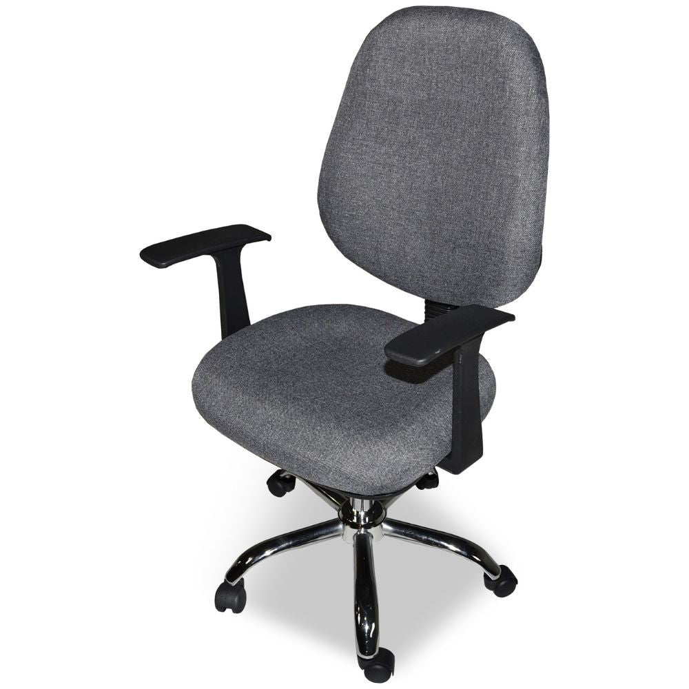 Poltrona da ufficio CR415 tessuto grigio base cromata con ruote