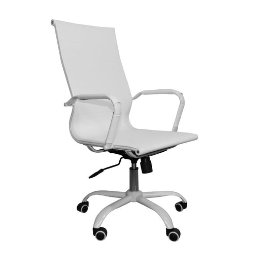 Poltrona da ufficio Nuvia con schienale ergonomico e ruote colore bianco H105