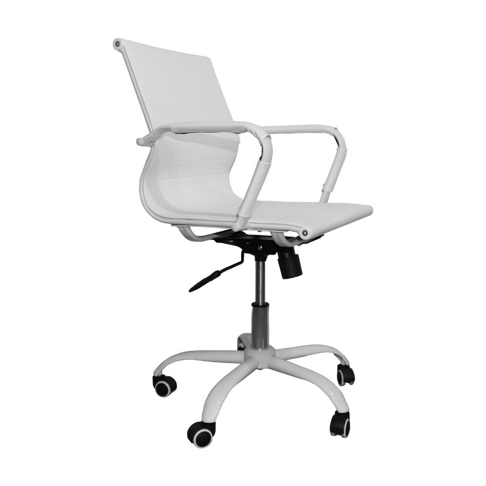 Poltrona da ufficio Nuvia con schienale ergonomico e ruote colore bianco H91