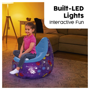 Trade Shop - Poltrona Gonfiabile Astro Glow Luce Led Design Astronauti Spazio 72x72x64 Cm 75122 -