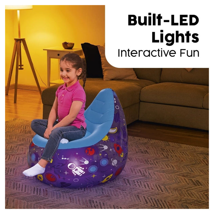 Trade Shop - Poltrona Gonfiabile Astro Glow Luce Led Design Astronauti Spazio 72x72x64 Cm 75122 -