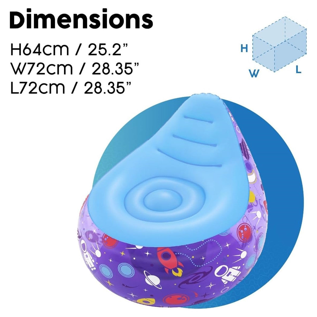 Trade Shop - Poltrona Gonfiabile Astro Glow Luce Led Design Astronauti Spazio 72x72x64 Cm 75122 -
