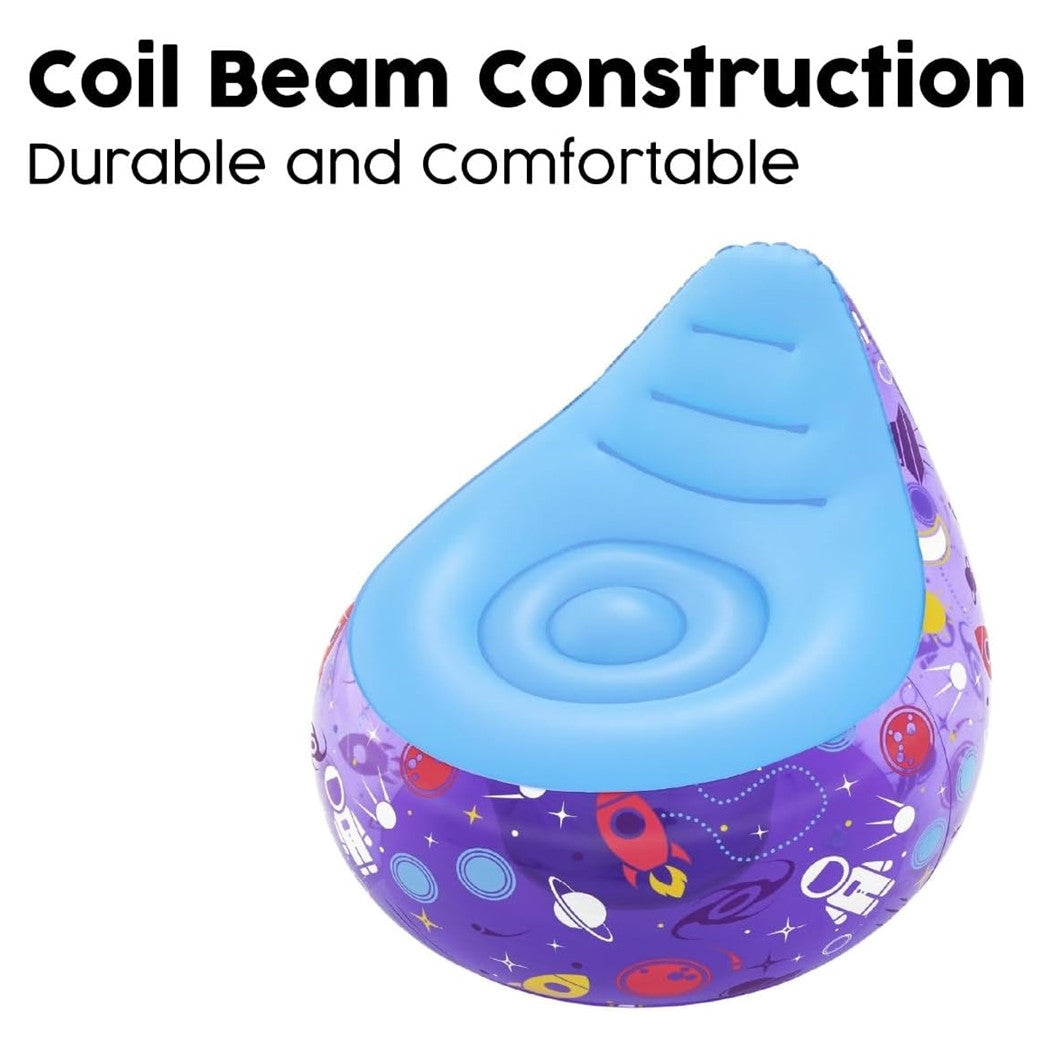 Trade Shop - Poltrona Gonfiabile Astro Glow Luce Led Design Astronauti Spazio 72x72x64 Cm 75122 -