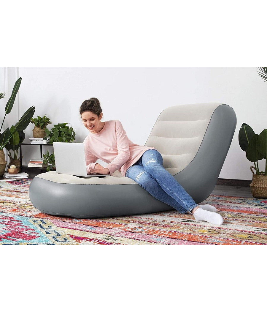 Poltrona Gonfiabile Chaise Sport Lounger 165x84x79 Cm Superficie Floccata 75064         