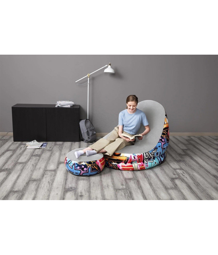 Poltrona Gonfiabile Comfort Cruiser Graffiti Lounge Sgabello 121x100x86cm 75076         