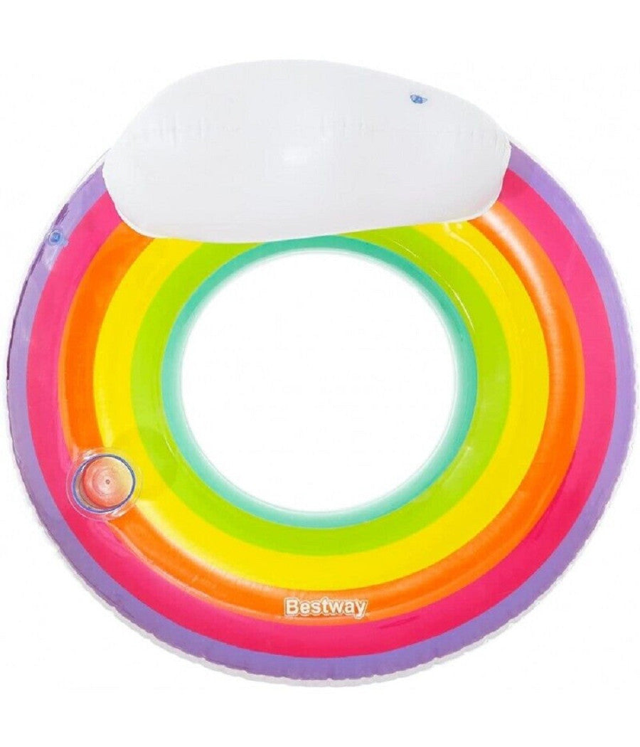 Trade Shop - Poltrona Gonfiabile Con Schienale Portabicchiere Fashion Rainbow Dream 107cm 43647 -