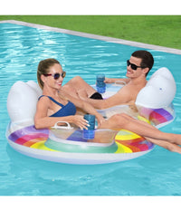 Poltrona Gonfiabile Doppia Rainbow Dream 186x116 Cm Maniglie Portalattine 43648         