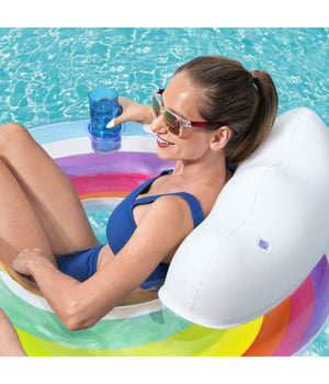 Poltrona Gonfiabile Doppia Rainbow Dream 186x116 Cm Maniglie Portalattine 43648         