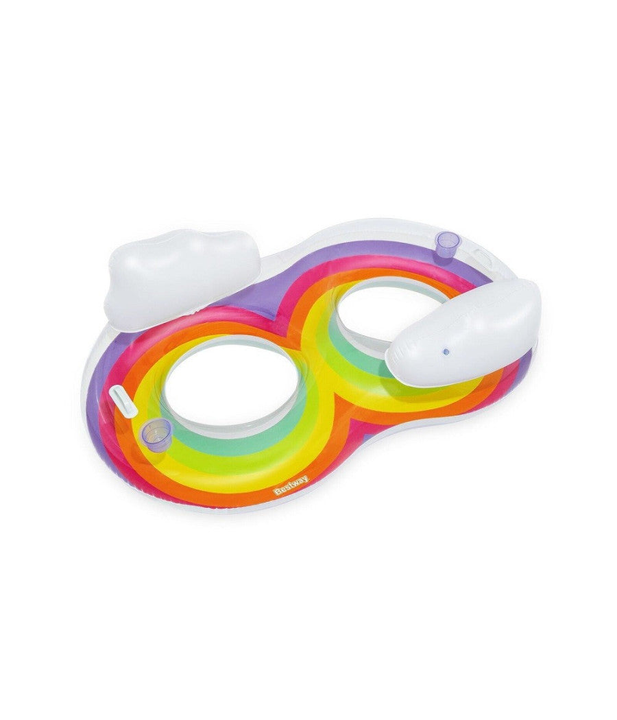 Poltrona Gonfiabile Doppia Rainbow Dream 186x116 Cm Maniglie Portalattine 43648         