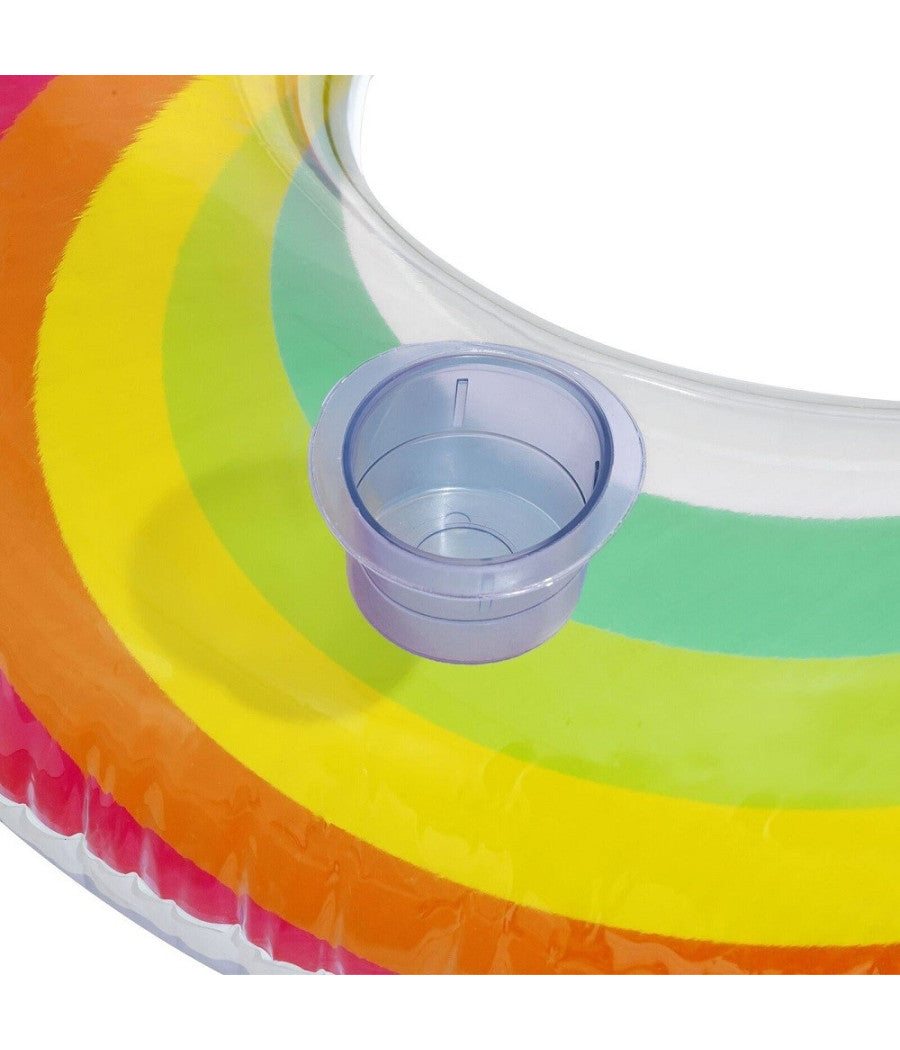 Poltrona Gonfiabile Doppia Rainbow Dream 186x116 Cm Maniglie Portalattine 43648         