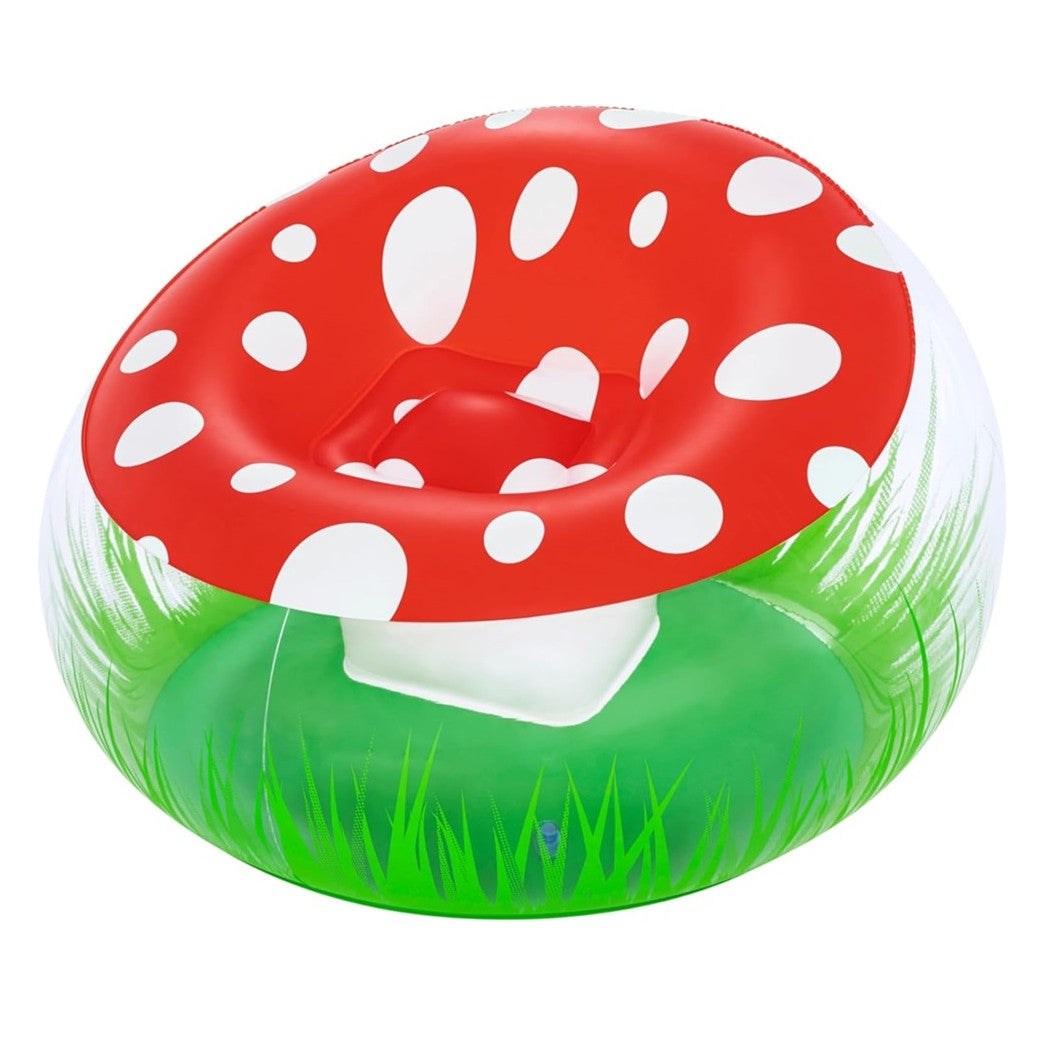 Trade Shop - Poltrona Gonfiabile Per Bambini Mighty Mushroom Design Fungo Con Erba 112x112x66cm 75123 -